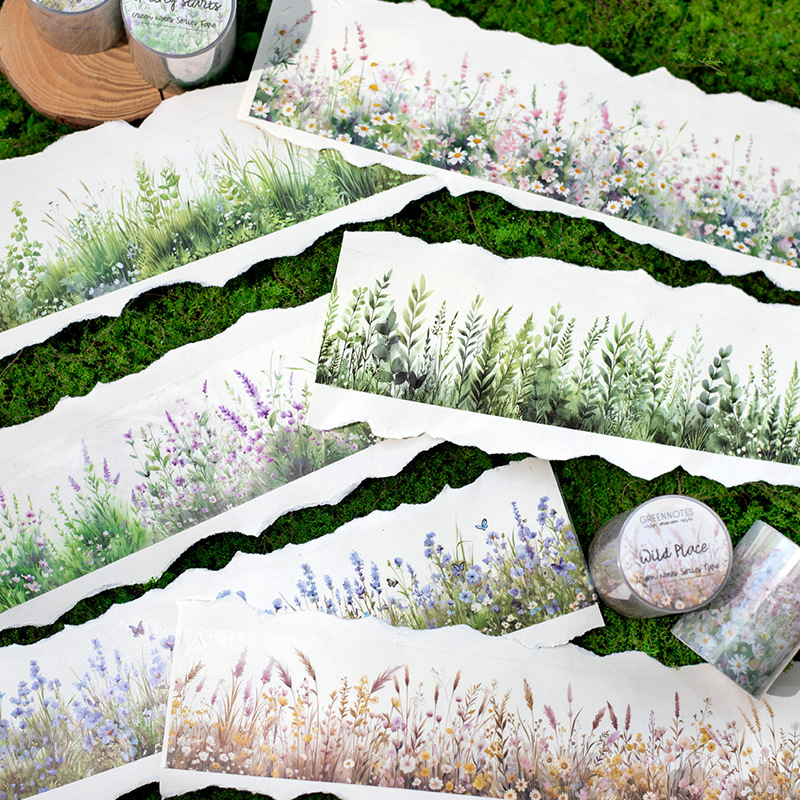 Floral Tape Green - Vintage planta flor paisagismo fita PET,