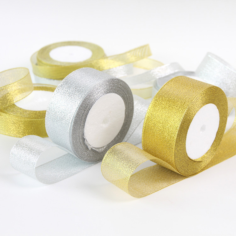 Ribbon Organza Roll - Fita de cebola de organza dourada/prateada
